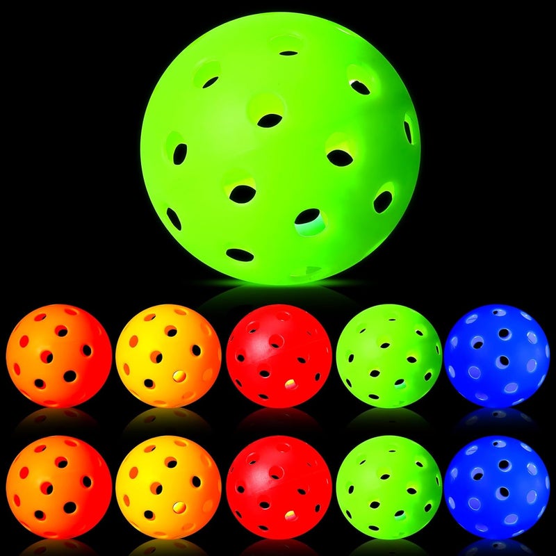 Arrowbash 10 Pack Light Up Baseball Glow in The Dark Practice Baseballs & Softballs LED Practice Balls Luminous Training Baseballs Hollow Airflow Softball Ceiling Balls for Teen Adult Baseball Fan - Image 1